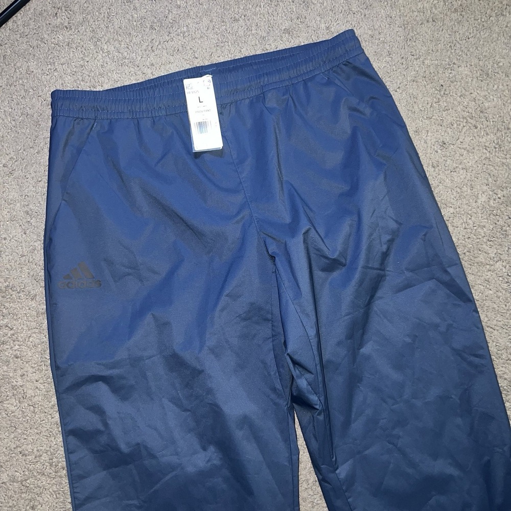 NWT Adidas Golf Rain Pants Mens L Blue Provisional Elastic‎ Waist Outdoor Baggy